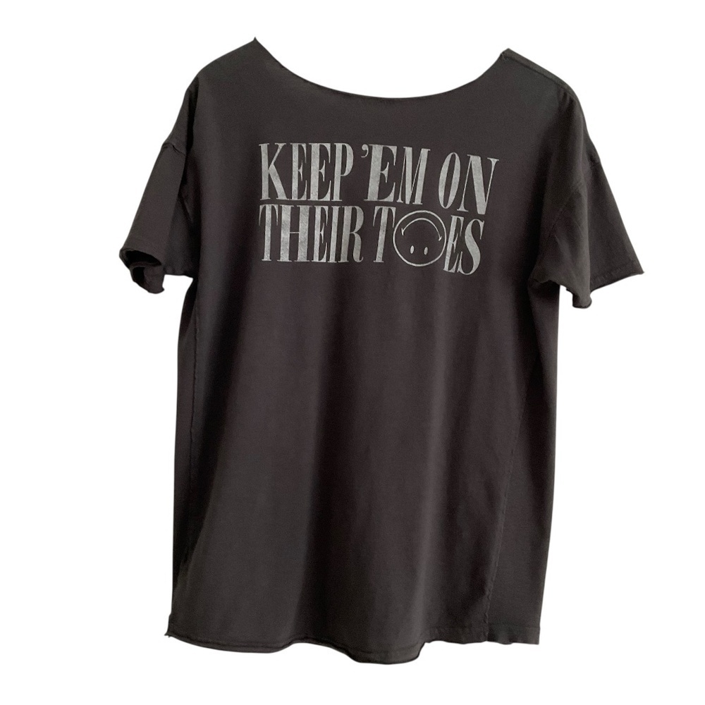 Aerie Oversized Graphic Boyfriend T-Shirt XXS Gray Slouchy Smile Streetwear